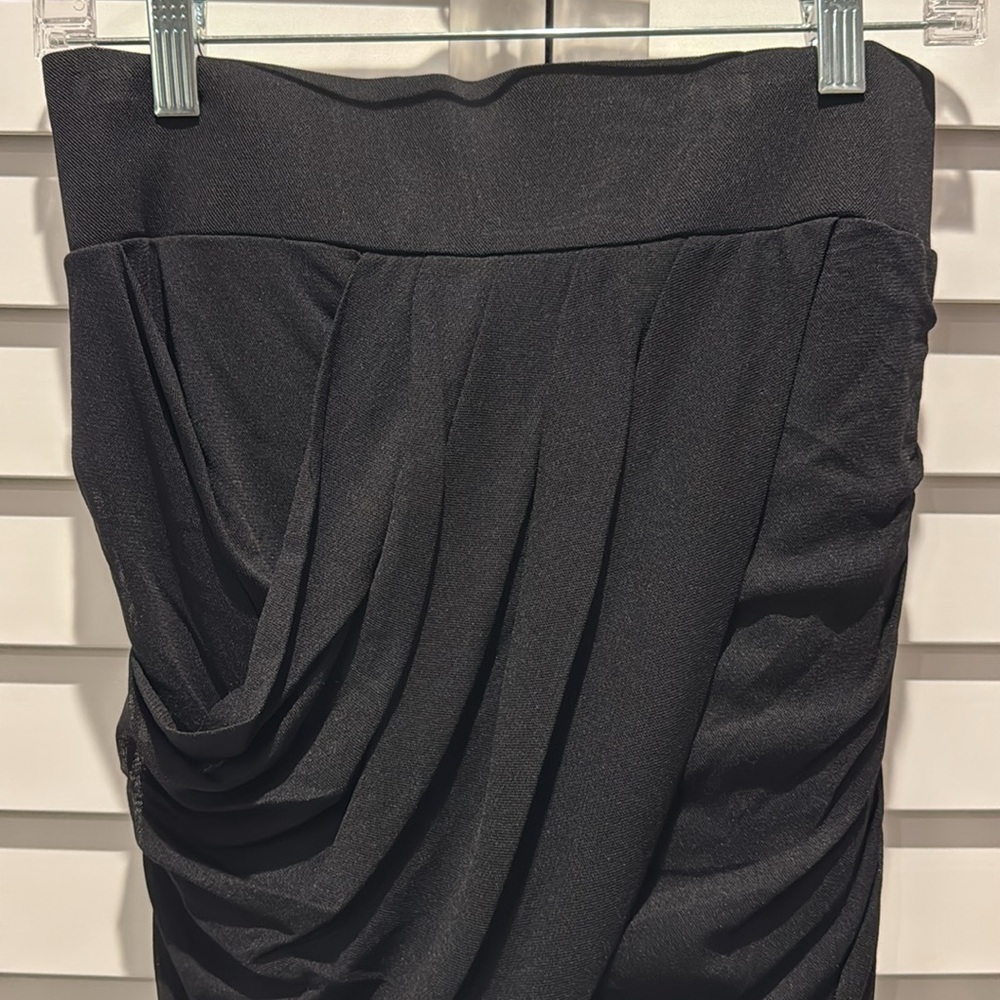 Express Draped Lined Mesh Pull Over Midi Skirt. - image 2